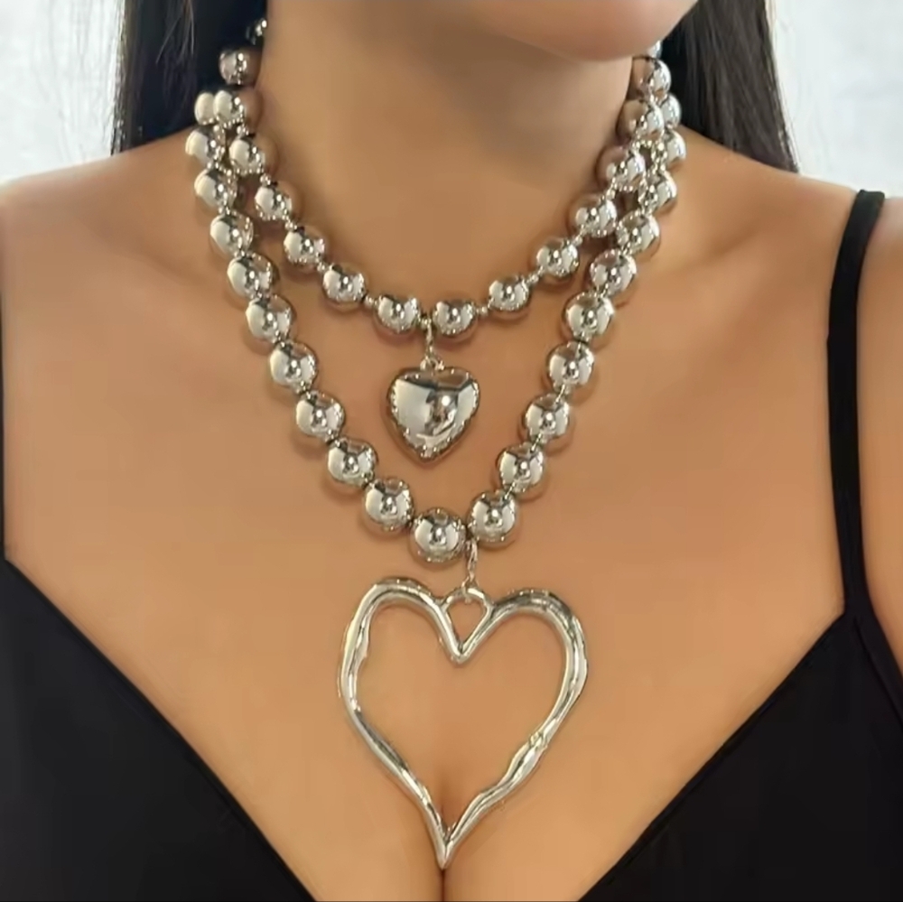 Silver Heart Necklace Set - Picture 6 of 9